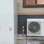 交換後のエコキュート本体とヒートポンプユニット